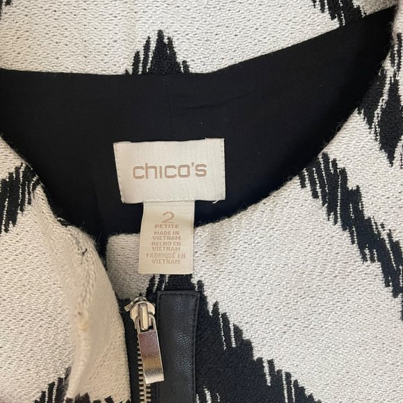 Chico’s Coat Jacket Women’s Size 2 (Large 12) Petite Black & White Beautiful EUC - Picture 10 of 11